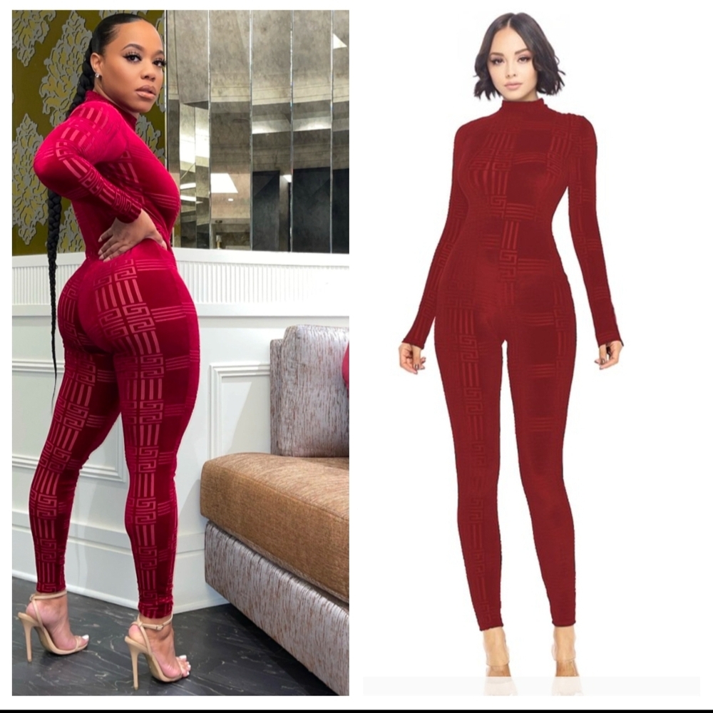 Plus Velour VALENTINES DAY Red Jumpsuit
